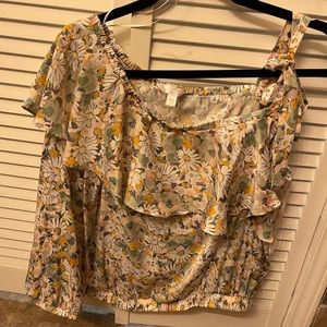 One shoulder floral shirt